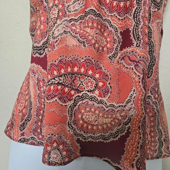 Loft Y2K Dainty Paisley Floral Satin Sleeveless V Neck Top blouse size XS - Picture 8 of 11